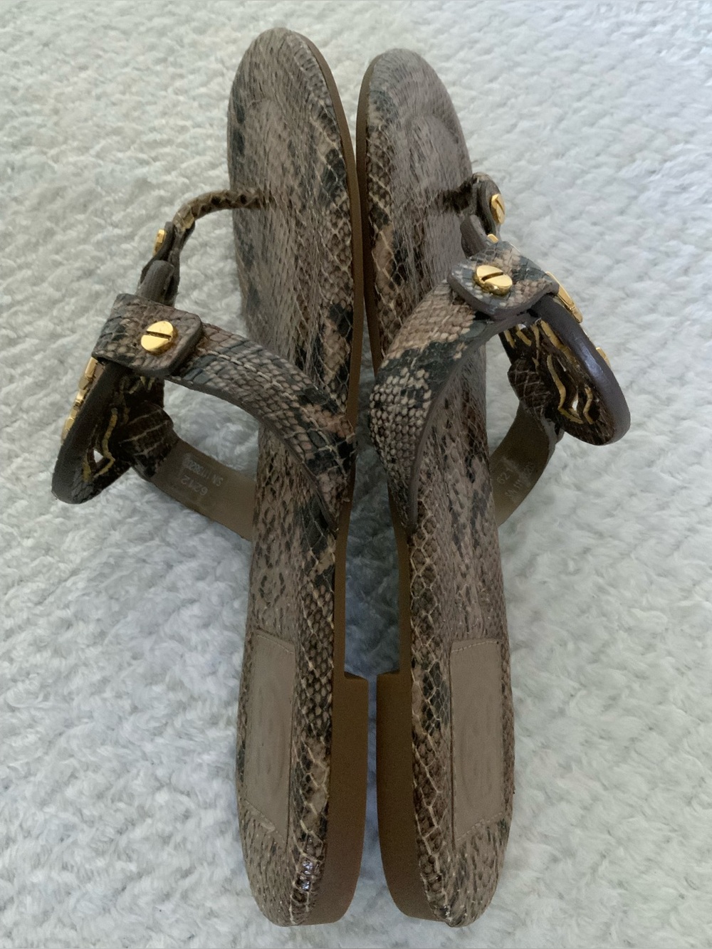 Tory Burch Miller Snake Embossed Leather Sandals - Picture 8 of 12